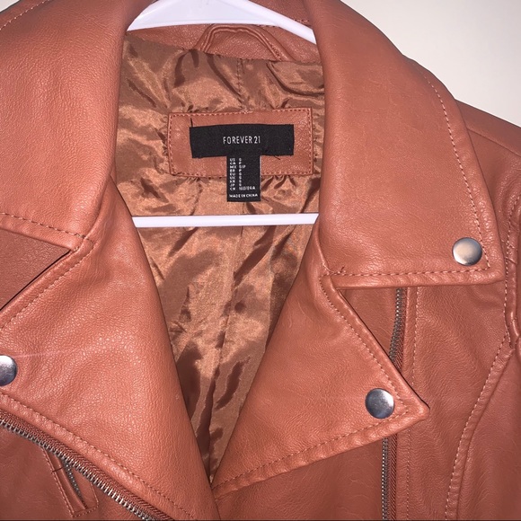 Burnt Orange Faux Leather Jacket - Picture 2 of 3